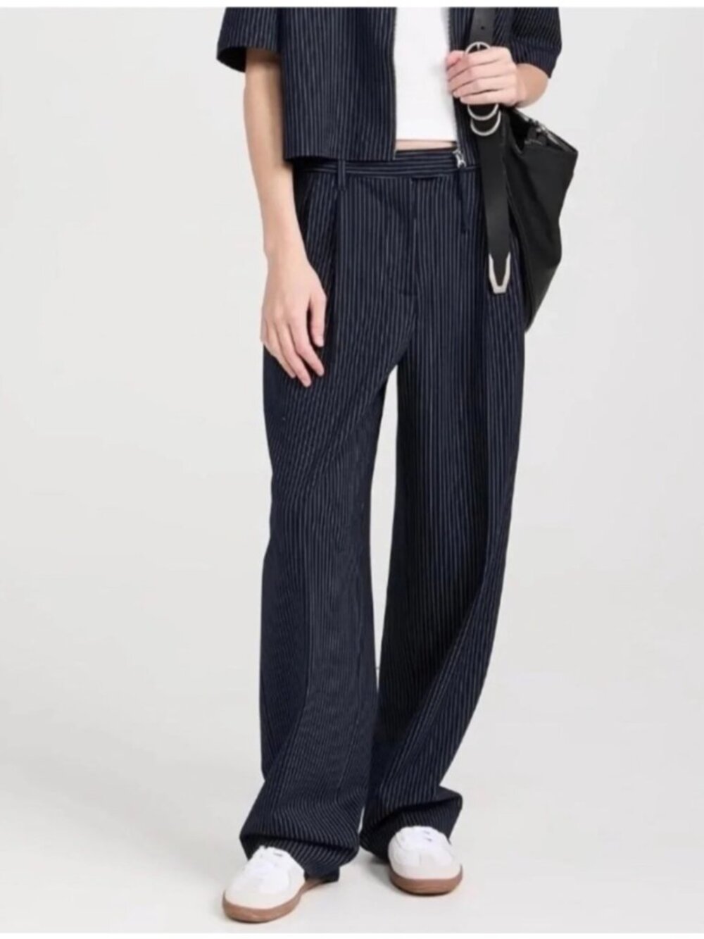 NEW Rag & Bone Marianne Ponte Wide-Leg Pants Navy Stripe Relaxed-Fit Jersey XS